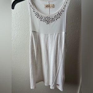 Holister bedazzled tank white size small